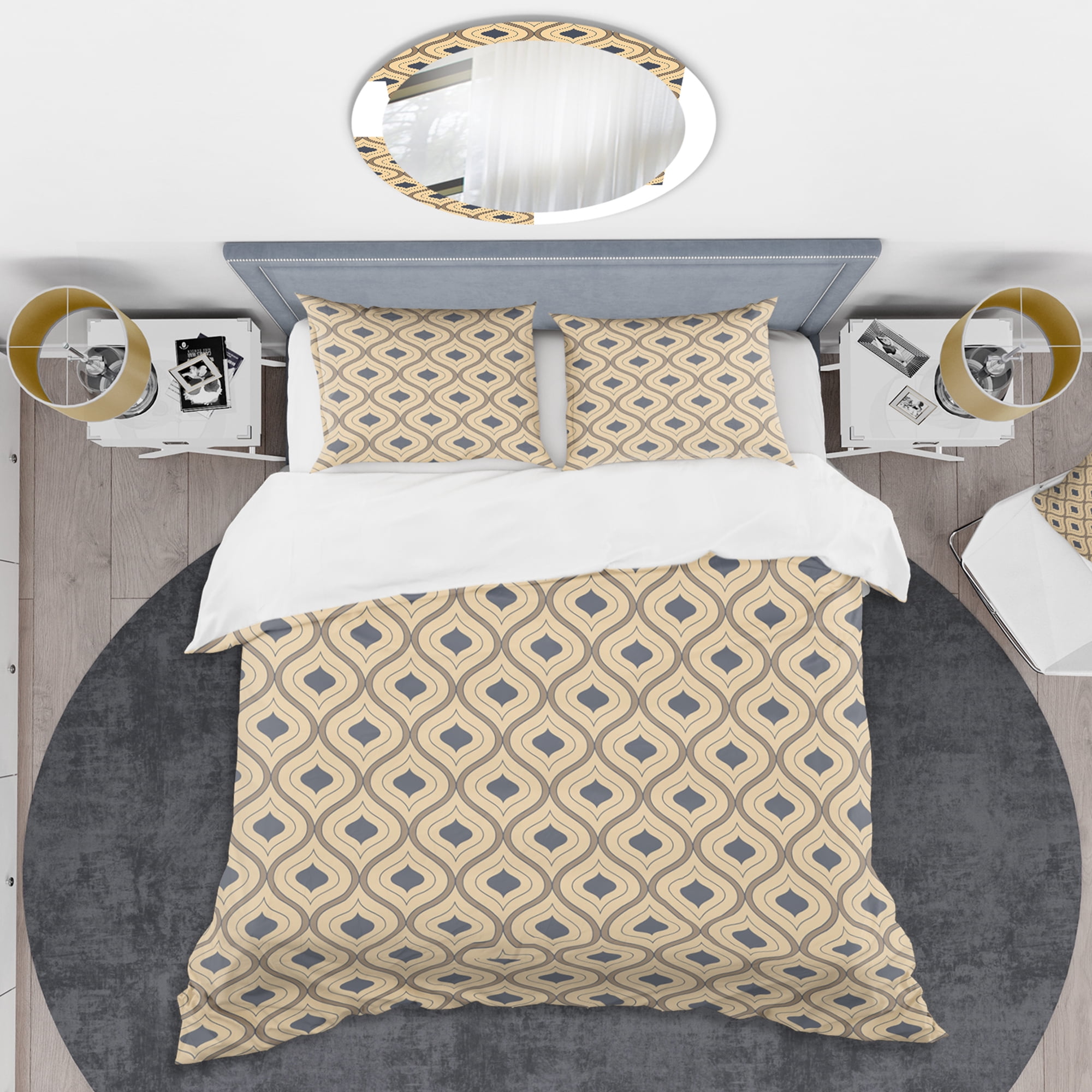 Designart 'Retro Ornamental Design VII' Mid-Century Modern Duvet Cover Set