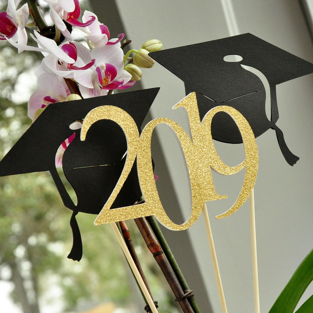 Graduation Table Decorations. (1 Single 2019 Stick and 2