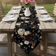 thumbnail image 6 of Vintage Black Floral Table Runner Linen Burlap Table Runner 70 Inches Long Spring Seasonal Botanical Blooms Dresser Scarves for Kitchen Island Coffee Dining Party Wedding Holiday Decor 13"x70", 6 of 8
