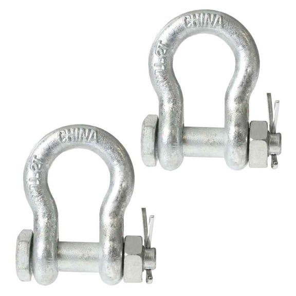Anchor Shackle - Bolt Type - 1-1/4" Steel - 12 Ton - 2 Pack