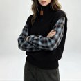thumbnail image 5 of THNCYX Half Zip High Neck Long Sleeve Knit Tops For Women Colorblock Casual Winter Sweaters Soft Comfort Womens Sweaters Modern Look, 5 of 5
