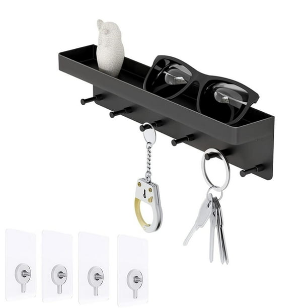 HOEBROS - Soporte Para Llaves De Pared, Color Negro Con 6 Ganchos Dobles Para Llaves De Etal