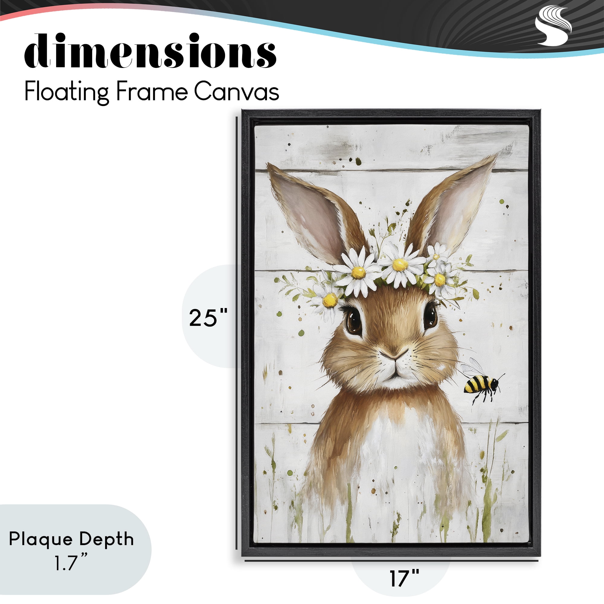 Stupell Industries The Bunny & The Bee Black Framed Floater Canvas Wall Art, design by Tina LeCour