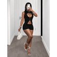 thumbnail image 7 of Women 2 Piece Outfit Sleeveless Hollow Out Zip Front Top High Waist Shorts Club Party Set, 7 of 7