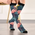 thumbnail image 5 of FORMRS Womens Knee High Socks Casual Long Thick Travel Daily Wear, 1 Pair, Pink Floral Flamingo, 5 of 6