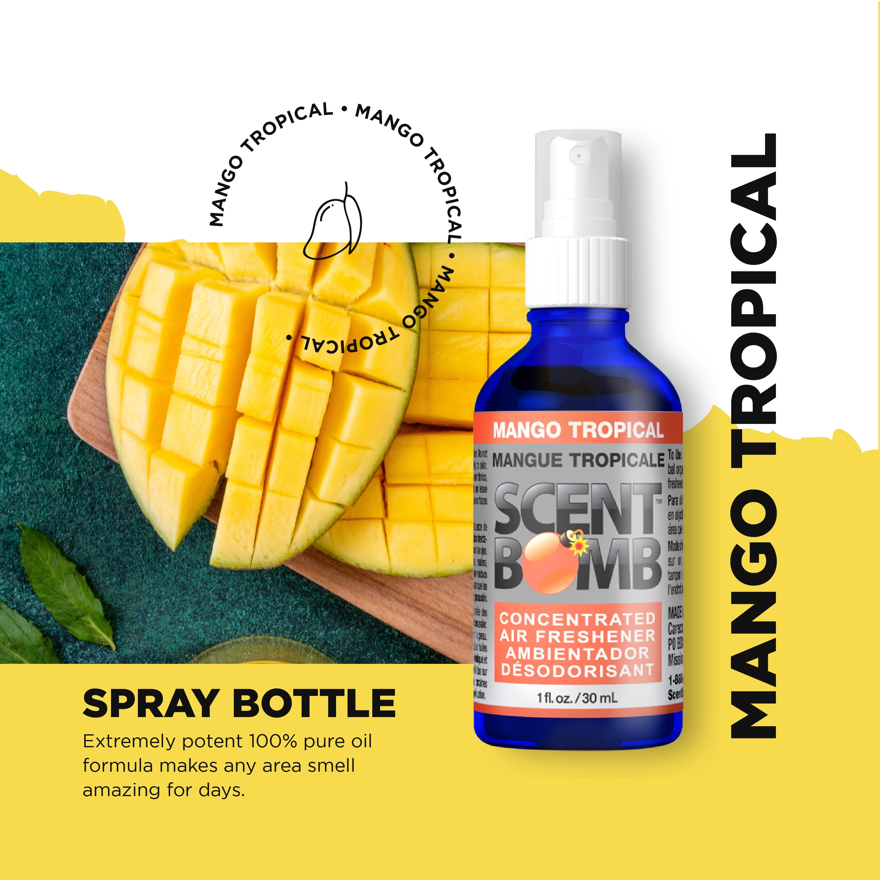 (2 pack) Scent Bomb Mango Tropical Scent Spray Air Freshener, 1 oz.