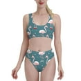 thumbnail image 2 of Picia Flamingo Women's High Waisted Bikini Scoop Neck Swimsuit Two Pieces Bathing Suit-Medium, 2 of 8