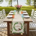 thumbnail image 4 of Table Runners 72 Inches Long Dress Scarves, Spring Botanical Farmhouse Kitchen/Dining Table Runner, Coffee Tablerunners, Garden Birds Floral Leaves Rustic Burlap 18x72 Inch, 4 of 9