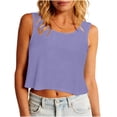 thumbnail image 2 of Feancey Women's Crop Tank Tops Loose Fit Sleeveless T-Shirts Solid Color Casual Workout Tank Top Dressy Trendy Going Out Tee Tops Purple XXL, 2 of 7