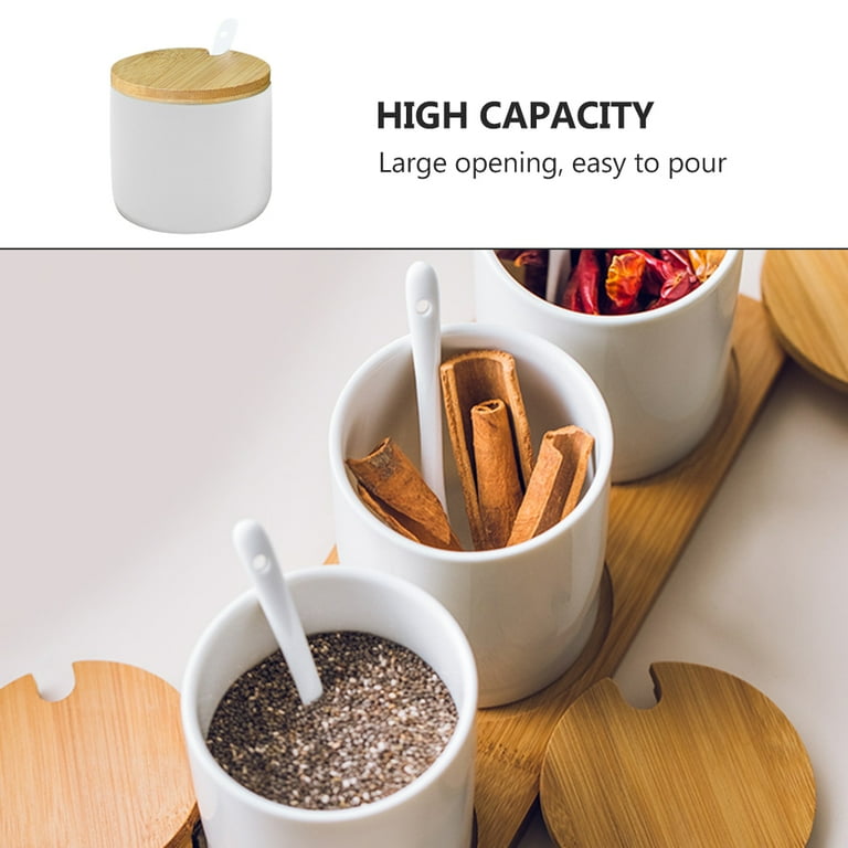 HEMOTON White Ceramic Spice Jar for Seasoning Storage Large