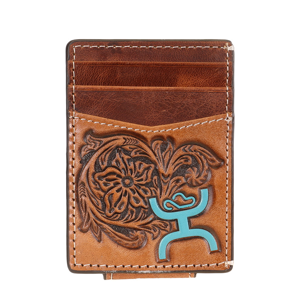 Nocona Belt N5426527 Floral Inlay Money Clip, Blue - One Size 