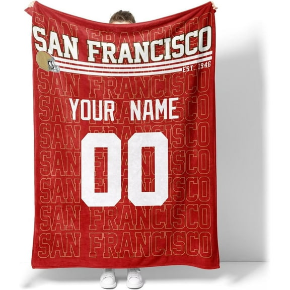 San Francisco Throw Blanket for Men Women Boy Custom Name and Number Gifts