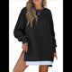 thumbnail image 1 of Sudadera de Larga con Cremallera y Abertura para Mujer, Estilo Informal, con Capucha y Cremallera, para Otoño Negro M, 1 of 9