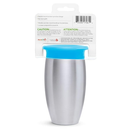 Munchkin® Miracle® 360° Stainless Steel Toddler Sippy Cup, 10 oz, Blue, Unisex