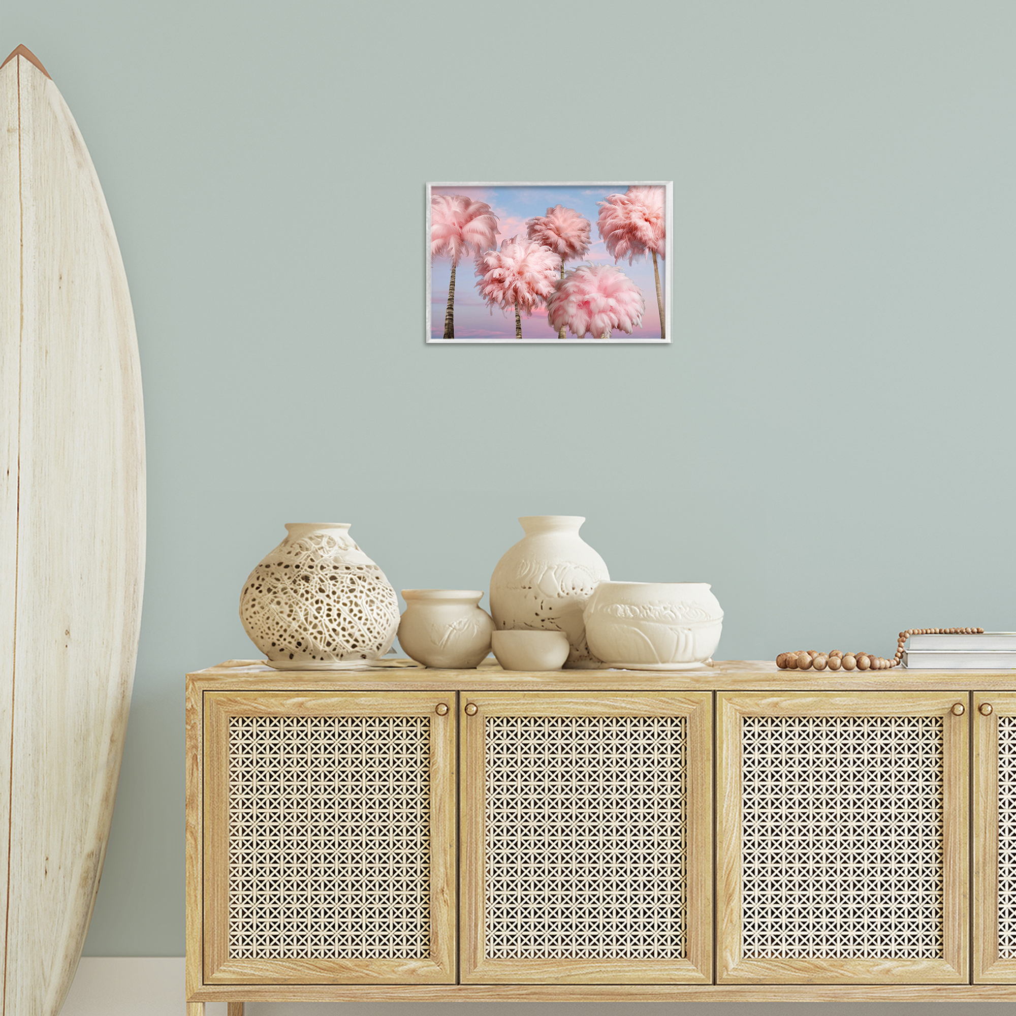Stupell Industries Fluffy Pink Palm Trees Botanical & Floral Painting White Framed Art Print Wall Art, 18 x 12