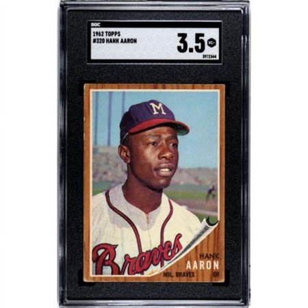 RDB Holdings & Consulting CTBL-037516 Hank Aaron 1962 Topps Baseball Card - No.320 SGC Graded 3.5 VG Plus Centered & Milwaukee Braves