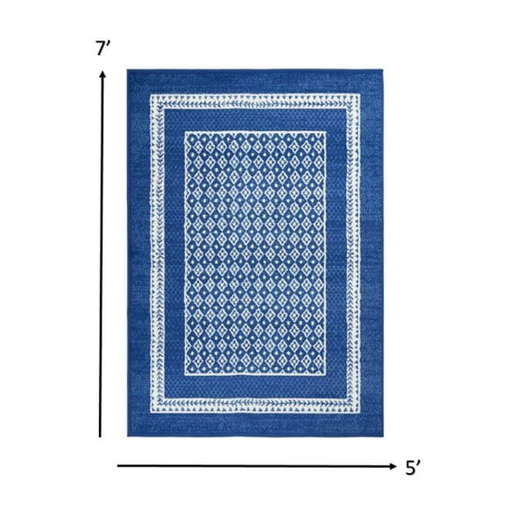 5â€™ x 7â€™ Navy and Ivory Geometric Area Rug