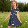 thumbnail image 6 of Amidoa Girl Dresses Swing Short Sleeve A-Line 4th of July Dress Summer Casual Sundress for Kids Multicolor Size 11, 6 of 9