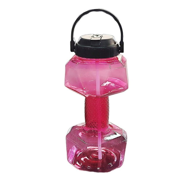 Botella de agua con mancuernas, botella de agua deportiva, jarra de agua, taza para beber ligera y portátil con para actividades al aire libre Rosa