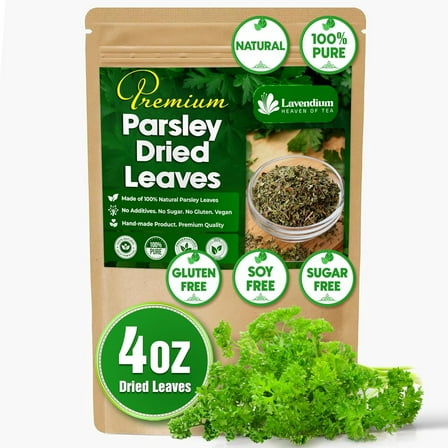 Lavendium, 4 oz Premium Dried Parsley Leaves – 100% Pure, Non-GMO, Gluten-Free, Vegan – Aromatic Culinary Herb for Cooking, Garnish, and Seasoning – No Additives or Preservatives – Resealable Bag