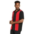 thumbnail image 2 of 9 Crowns Men's Retro Bowling Bahama Camp Button-Down Shirt (Red/Black, X-Large), 2 of 4