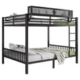 thumbnail image 3 of Mirightone Queen Over Queen Bunk Bed for Adults, Heavy-Duty Metal Bunk Bed Frame with Ladder, Upper storage, High Guardrail and Slats Support, No Box Spring Needed, Black, 3 of 9