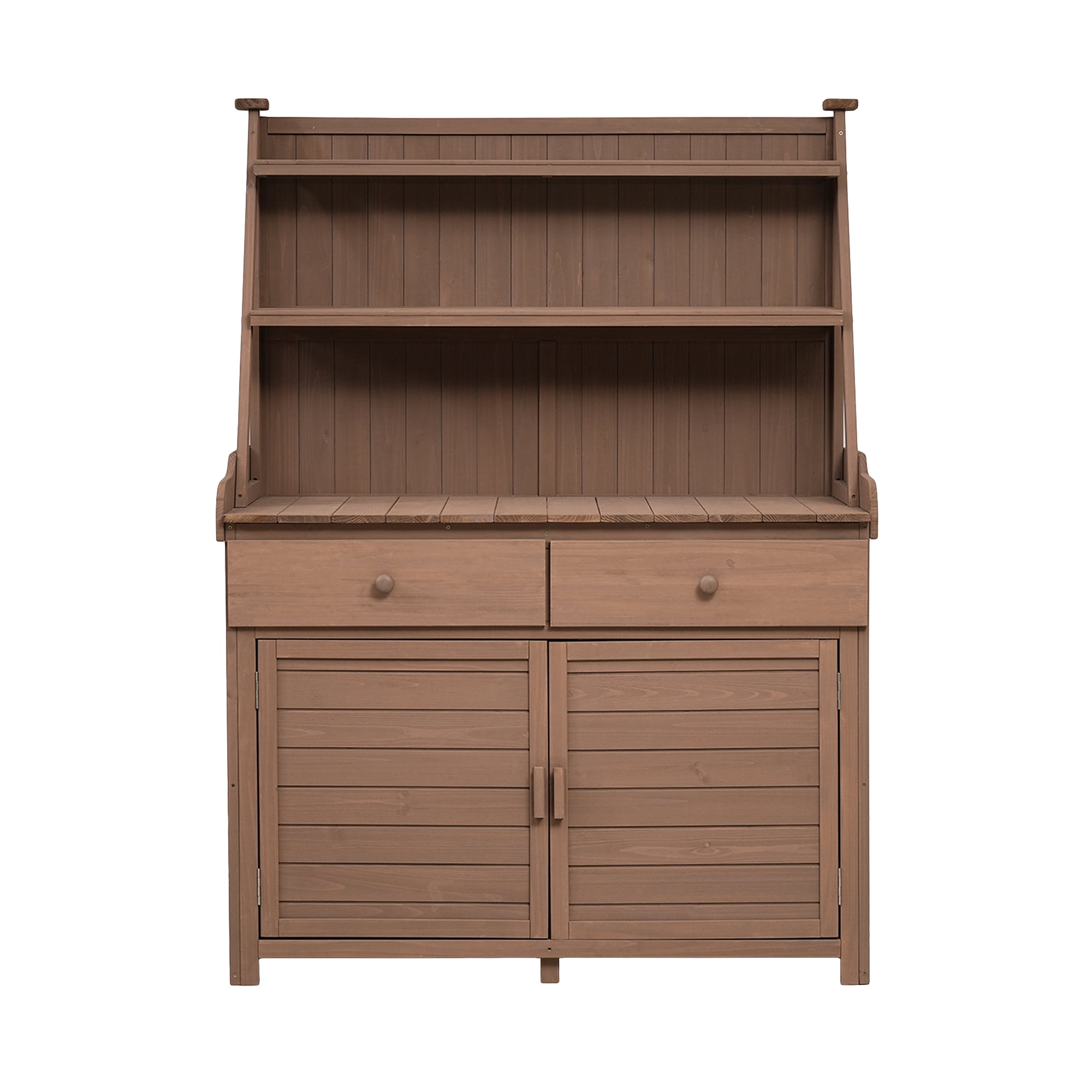 MAYEERTY 65" Garden Potting Bench Table – Rustic Fir Wood Workstation with Storage Shelf, Drawers, and Cabinet