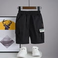 thumbnail image 2 of Workout Shorts With Pockets Boys Cargo Shorts Elastic Waist Pull-On Looks Jeans Lightweight Youth School Shorts with Pockets Summer Clothes 5-12Y, 2 of 3