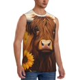 thumbnail image 2 of Balery Countryside Sunflower Cow Camisetas sin mangas para hombre, absorbe la humedad y protege contra el mal olor.-Large, 2 of 7