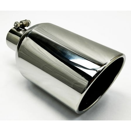 Exhaust Tip 2.50" Inlet 6.00" Outlet 12.00" Long Rolled Slant Chrome Wesdon Exhaust Tip