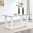 thumbnail image 2 of BSHTI Glass Dining Table Large Modern Minimalist Rectangular for 6-8 with 0.4" Tempered Glass Tabletop and white MDF Trapezoid Bracket,For Kitchen Dining Living Meeting Room Banquet Hall, 2 of 22