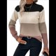 thumbnail image 2 of Suéteres de Bloque de Color para Mujer, Blusas de Larga con Cuello Alto, Suéter de Punto Holgado. Camello XL, 2 of 7