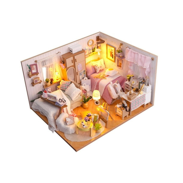 Wooden Miniature Dollhouse Kits Room Box Educational Toy with