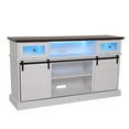 LGHM White TV Stand, LED Light Entertainment Center for TVs up to 65" with Storage for