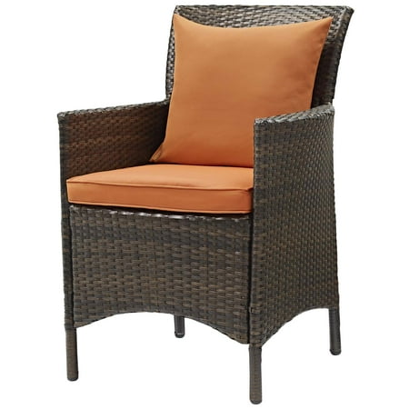 Contemporary Garden Furniture London Modern Contemporary Urban Design Outdoor Patio Balcony Garden Furniture Side Dining Chair Armchair, Rattan Wicker, Orange Brown ()
