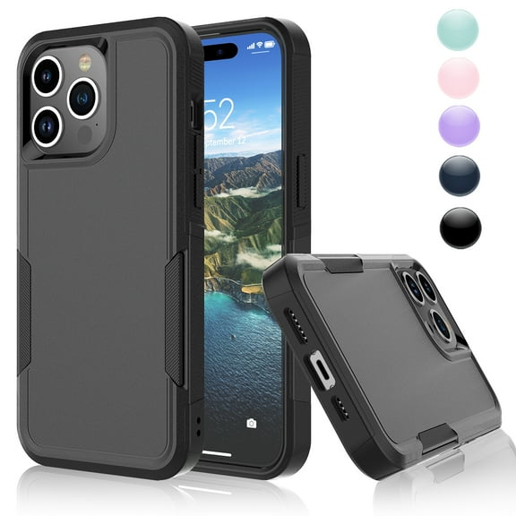 Njjex Case for iPhone 15 Pro Max & iPhone 14 Pro Max 6.7-Inch, Heavy Duty Dual-Layer Rugged Protection, Shockproof Protective Gel Phone Case for iPhone 14 Pro Max / iPhone 15 Pro Max (Black)