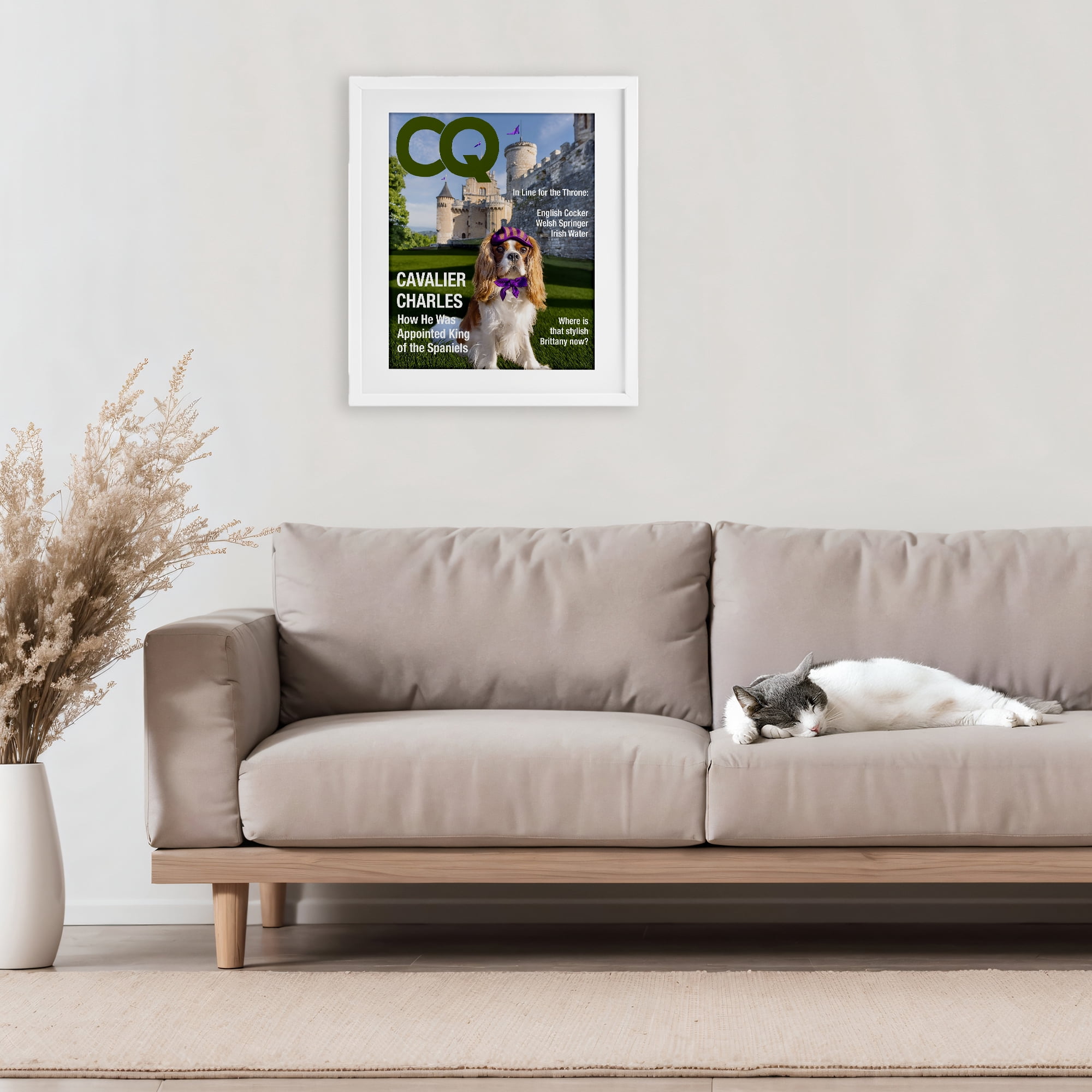 Stupell Industries Royal Cavalier Magazine White Framed Print Under Glass, design by Grotto Studios