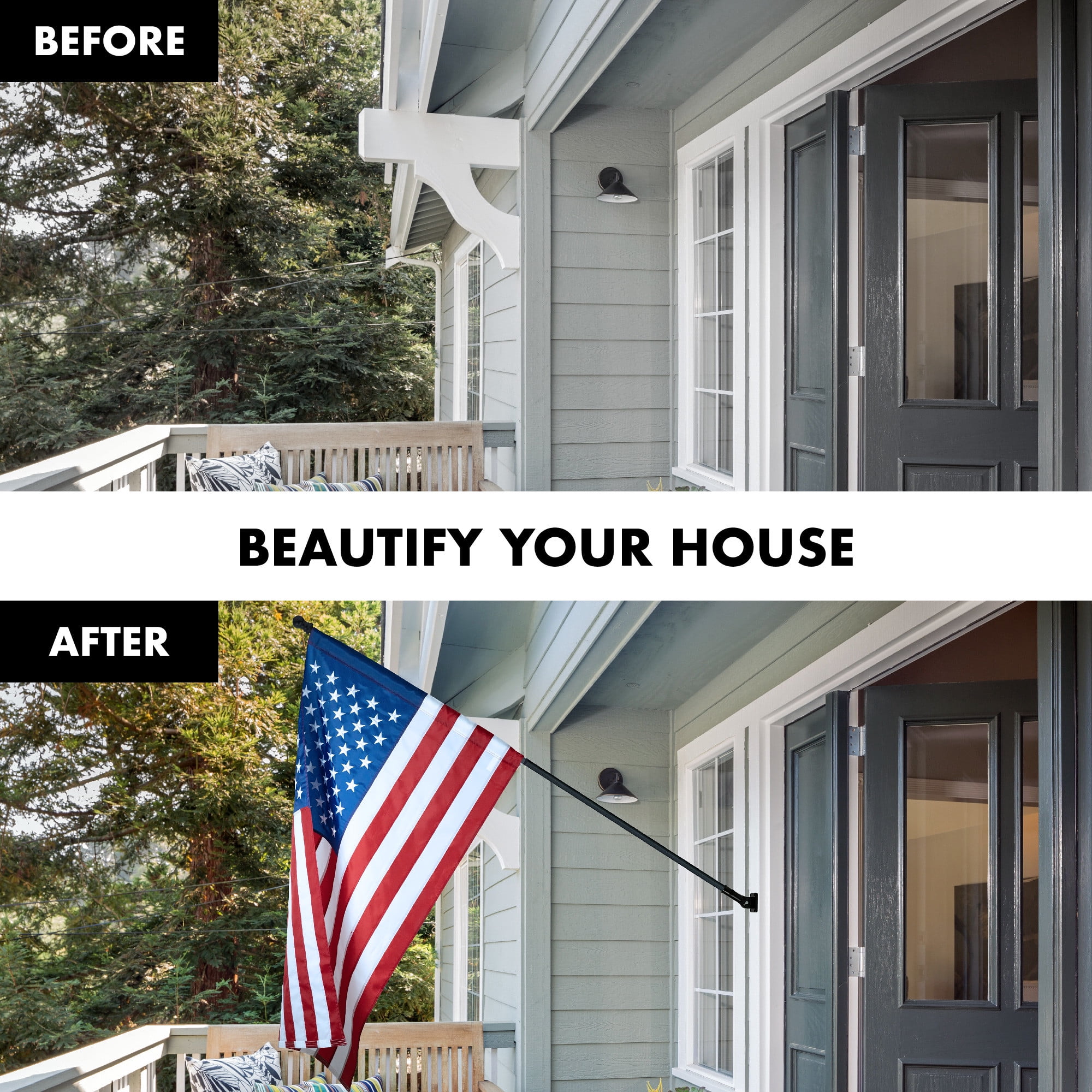 G128 - 5 Feet Tangle Free Spinning Flagpole (Black) American Flag Pole Sleeve Embroidered 2x3 ft American Flag Pole Sleeve (Flag Included) Aluminum Flag Pole