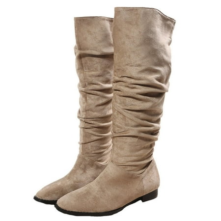 KBKYBUYZ Women Comfy Shoes Retro Western Boots Casual Warm Low Heels Mid-calf Boots