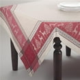 thumbnail image 1 of SARO 6811.R72S Nappe Carrée Jacquard Renne de Noël 72 Po. - Rouge & Beige, 1 of 1