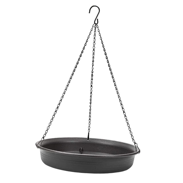 Metal, plato colgante para comedero de pájaros, de malla metálica, cadenas fuertes, bandeja, para exteriores, patio, porche, patio gris DYNWAVEMX Comedero para pájaros
