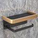 thumbnail image 1 of Bathroom Toilet Paper Holder No Punching Wall Mounted Toilet Paper Roll Hanger (Double Layer Black & Gold), 1 of 2