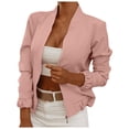 thumbnail image 2 of Women's Fashion Long Sleeve Zipper Solid Casual Short Jacket Coatwear, Modern and Trendy Short Jacket for Casual Outfits, in Pink, Size XL, 2 of 4