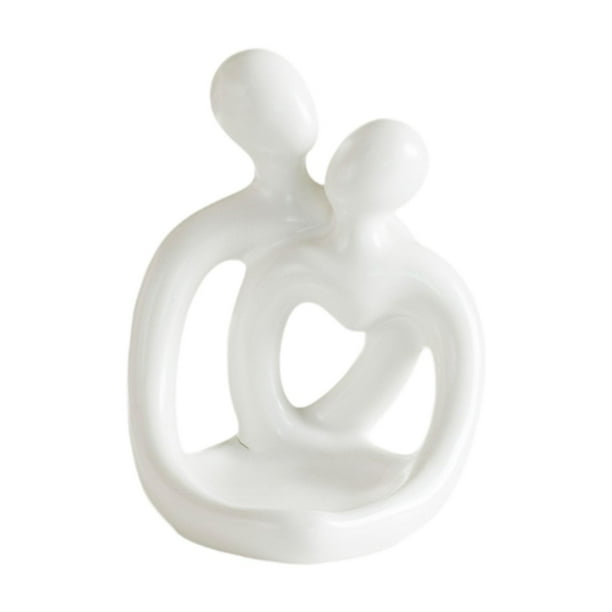 Estatuilla de pareja abstracta, portavelas, adorno de mesa, versátil, hecho a mano, para escritorio, decoración LF, regalo de aniversario Blanco