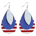 Clearance Spring Faux Leather Teardrop Earring Set Ladies Girls Flag