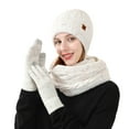 thumbnail image 2 of SYMOID Womens White Wool Winter 3-Piece Accessory Set - Knit Hat, Scarf & Touchscreen Gloves, Warm for Daily Errands/Outdoor Activities,Size Free Size, 2 of 3