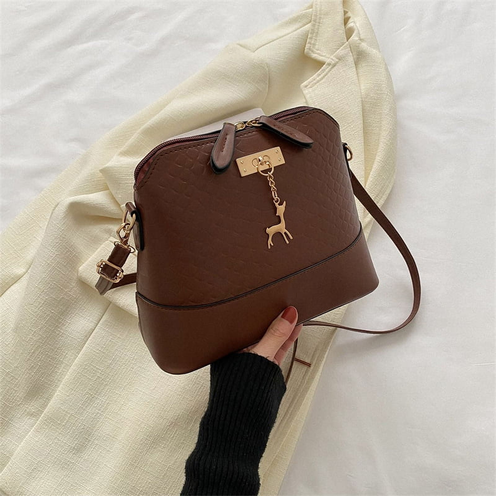 Embossed Shell Handbag, Fashion Crossbody Bag, Women's Zipper Around Purse