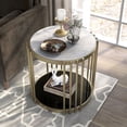 thumbnail image 3 of Furniture of America Wilmo Faux Marble 1-Shelf End Table, Brass, 3 of 9