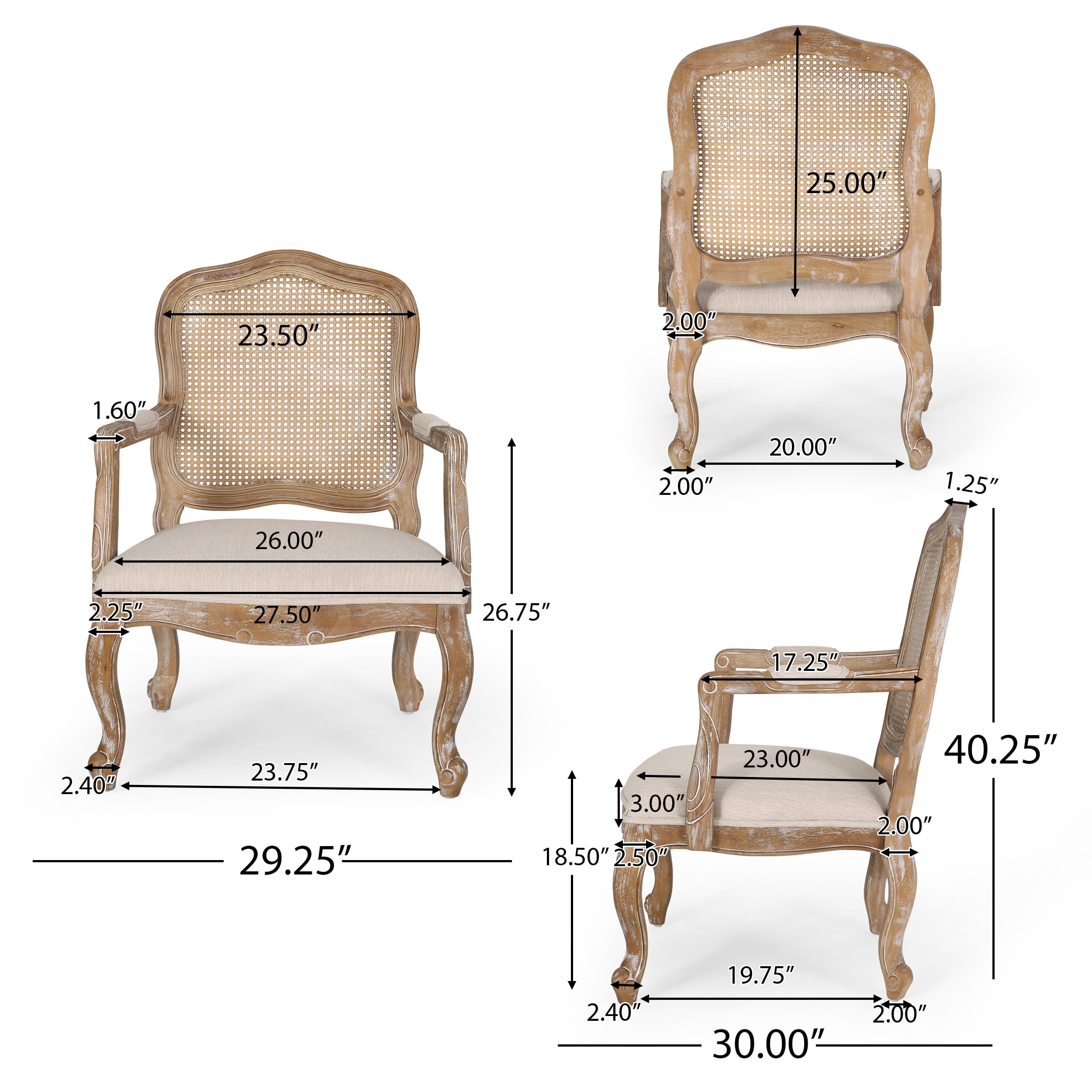 Noble House Ardene Fabric Upholstered Wood and Cane 5 Piece Circular Dining Set, Natural and Beige