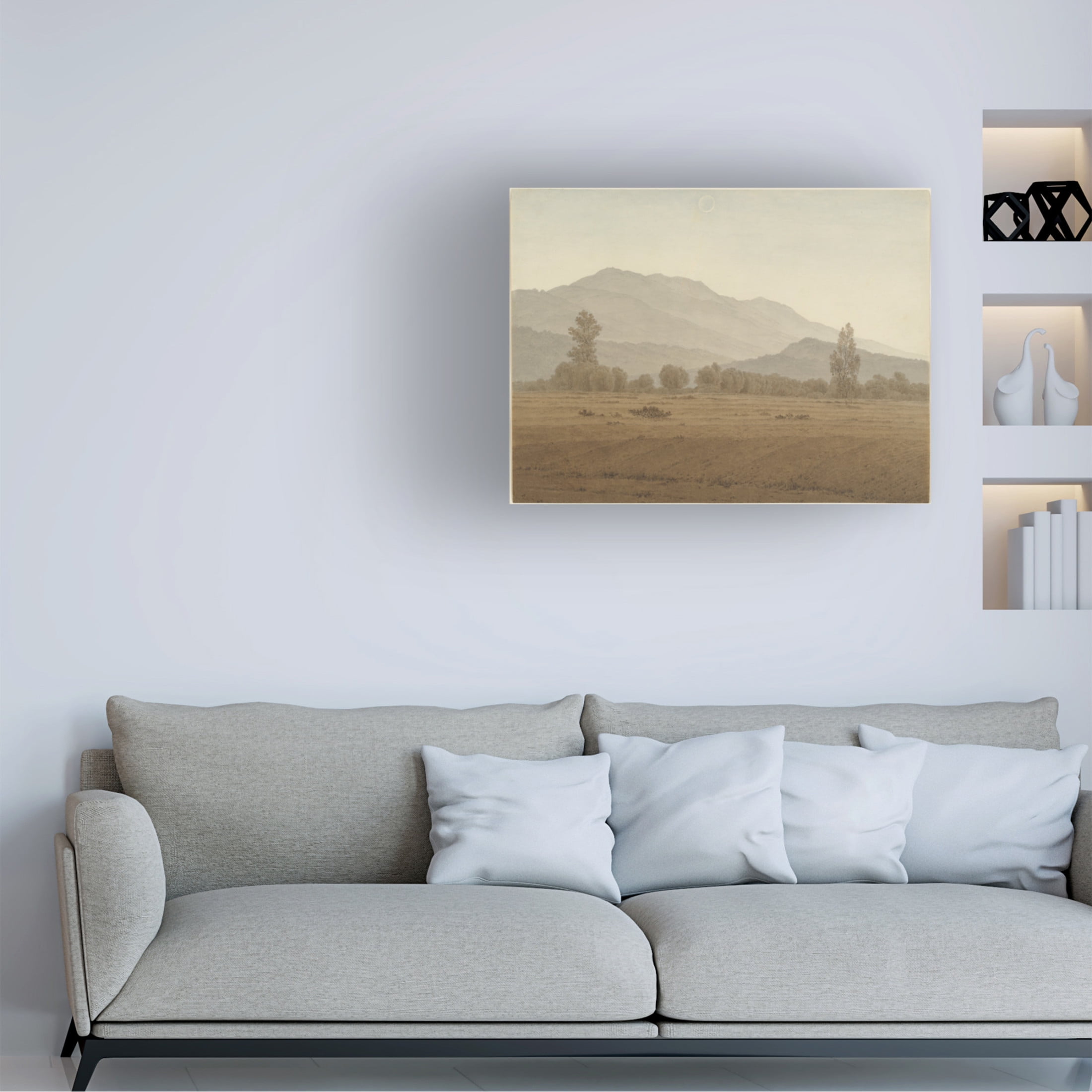 Caspar David Friedrich 'New Moon Above the Riesengebirge Mountains, 1810 or 1828-35' Canvas Art - 19 x 14 Inches